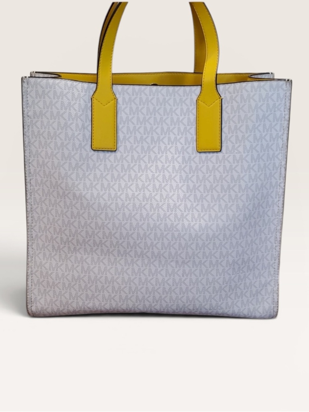 Michael Kors Kenly Large Signature Tote Bag White Yellow Citrus - Picture 3 of 12